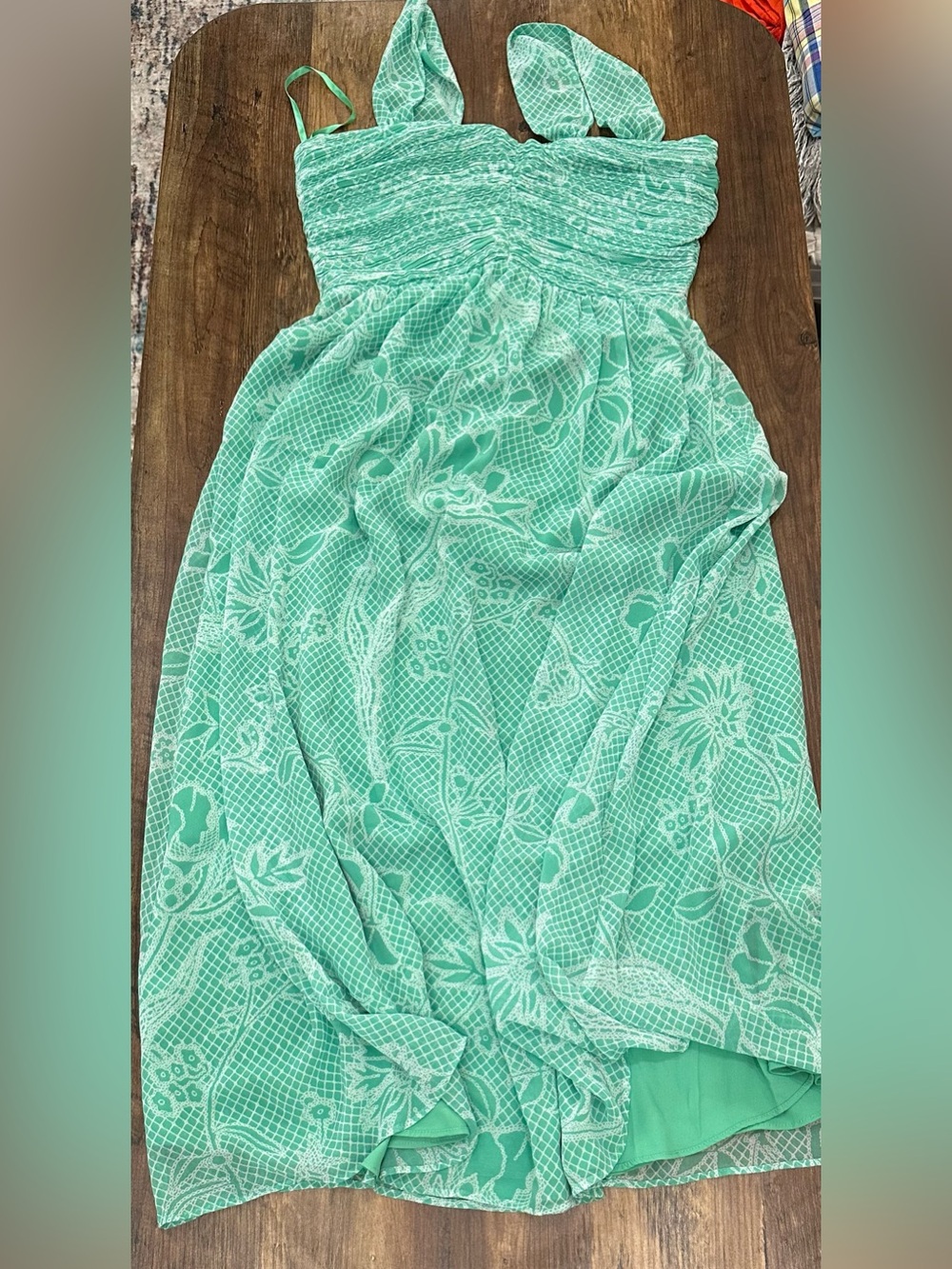 White House Black Market Mint Green Floral Strapless Swim Cover-Up
